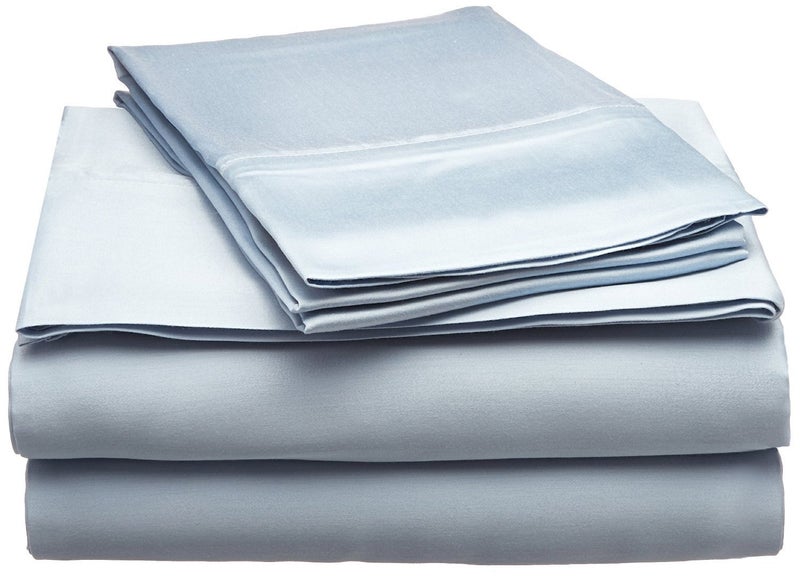 Superior Modal from Beechwood 300 Thread Bed Sheet Set  1 Elastic Deep Pocket Fitted Sheet  1 Flat Sheet  2 Pillowcases  Soft Cool Sheets  Sateen Weave  Bedding Essentials  King  Light Blue - Image 1